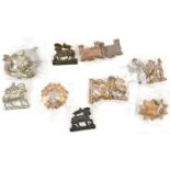4 pairs pre 1900 collar badges: Queens, R Warwickshire bear and staff, Worcester lion on star and