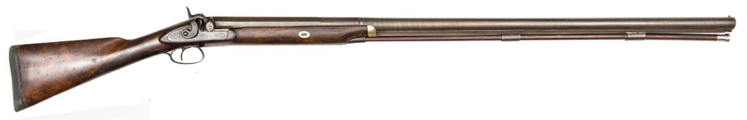 A single barrelled 7 bore percussion wild fowling gun by H C Burt, Yarmouth, c 1840, 58” overall