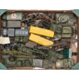 A good quantity of Dinky/Britains military items, many for restoration. Including 3x Austin Champ,