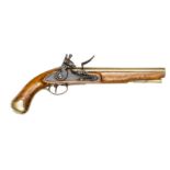 A scarce and interesting General Post Office 16 bore brass barrelled flintlock holster pistol, by