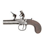 A 40 bore flintlock boxlock pocket pistol by Calvert, Leeds c 1820, 6” overall, turn off barrel 1¾”,