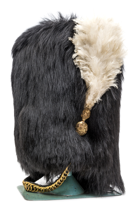 A Victorian officer’s bearskin of the 2nd Dragoons (Royal Scots Greys), gilt grenade plume holder,