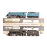 2 Wrenn Railways locomotives. LMS 8F 2-8-0 (W2225) and an A4 4-6-2 Mallard (W2210). LMS 8F 8042 in