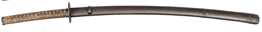 A Japanese sword katana, unsigned 18th century blade 24½” with flamboyant yakiba, iron pierced tsuba