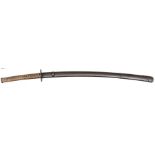 A Japanese sword katana, unsigned 18th century blade 24½” with flamboyant yakiba, iron pierced tsuba