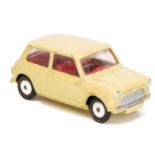 Corgi Toys Austin 7 Mini. An example in lemon yellow with red interior. GC some light chipping.