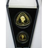 Bermuda: Gold Triangular two coin set comprising: AV proof issue $80 1996 (.999 fine gold,