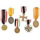 Third Reich medals: War Merit Cross 2nd class with and without swords; War Merit Medal; West Wall