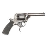 A 5 shot 80 bore 3rd Model Tranter self cocking double trigger percussion revolver, 9” overall,