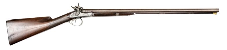 A double barrelled 14 bore percussion sporting gun, by Smith, London, probably Saml & C Smith, 43”