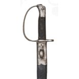 An 1879 pattern Royal Artillery sword bayonet, saw backed, fullered blade 25¾”, numerous stamps at