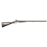 A double barrelled 12 bore percussion sporting gun, 46” overall, twist barrels 30”, top rib engraved