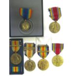 USA WWI Victory medals (3): 2 clasps Defensive Sector, Meuse Argonne; 1 clasp Asiatic, with star