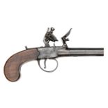 A 50 bore flintlock boxlock pocket pistol c 1800, 7¼” overall, turn off barrel 2½”, with single