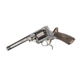 A 5 shot 54 bore third model Tranter double trigger self cocking percussion revolver, 11” overall,