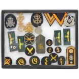 Third Reich naval insignia: metal trade badges comprising armourer (2), telegraphist, radio