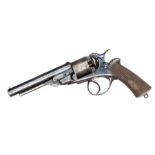 A good 5 shot 80 bore Daw’s patent double action percussion revolver, number 1818, 10½” overall,