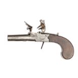 A 48 bore flintlock boxlock pocket pistol, by Bass, London c 1790, 6½” overall, turn off barrel