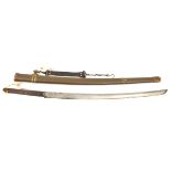 A Japanese WWII army officer’s “emergency issue” sword katana, blade 64cms, mumei, 2 mekugi ana,