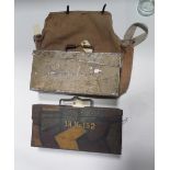 A Third Reich aluminium ammunition box, in a cloth carrying bag with Luftwaffe stamp. QGC (box and