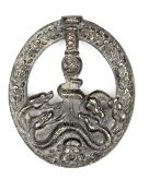A scarce Third Reich Anti Partizan badge, with blackened finish, hollow back, small high relief