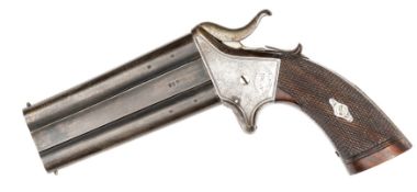 A .41” RF DB Woodward’s patent O&U turnover pistol, 7½” overall, round barrels 4¼”, number 917, B’