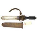 A diver’s knife, DE blade 8” (signs of heating at forte), by Siebe, Gorman & Co, brass crossguard,