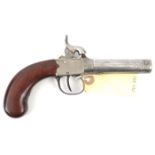 A 44 bore percussion boxlock pocket pistol, 7½” overall, turn off barrel 3” engraved “Parker Field &