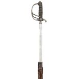 A WWI period officer’s sword of The Royal Artillery, very slightly curved blade 35”, by Hawkes & Co,