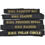 A similar lot of 31, comprising 3 old weave with fullstop: H.M.S. Padstow Bay, Pembroke and Raven;