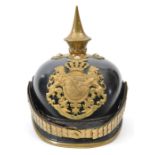 A scarce Imperial German Saxon military police senior NCO’s pickelhaube, gilt badge having lion