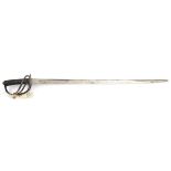An 1853 type cavalry sword, almost straight fullered blade 32”, with traces of maker’s name at