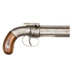 A 6 shot .31” Allen & Thurber self cocking bar hammer percussion pepperbox revolver, 7¼” overall,