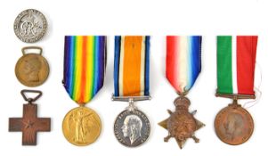 Three: 1914-15 star, BWM, Victory (29797 Gnr A Finn, RGA), GVF. A Geo V “services rendered” war