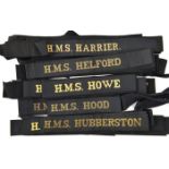 A similar lot of 26 comprising 3 old weave with fullstop: H.M.S. Harrier, Hawkins and Hornbill; 15