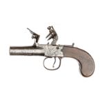 A 40 bore flintlock boxlock pocket pistol by Calvert, Leeds c 1820, 6" overall, turn off barrel 1¾”,