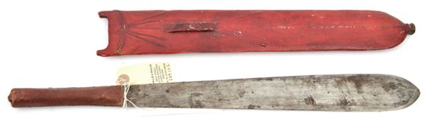 A similar Masai sword, seme, blade 16”, without marking, in similar scabbard. GC (sword very tight