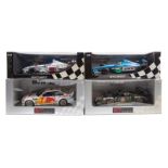 4 Minichamps / UT Models 1:18 racing cars. 2 Minichamps F1 – BAR Honda Showcar 2001 RN10 J.