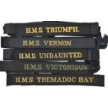 A similar lot of 32, comprising: 7 old weave with full stop: HMS Tremadoc Bay, Uplifter,