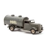 A rare late 1930’s Tri-ang Minic tinplate clockwork Petrol Tanker (78M). An example finished in