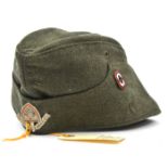 A Third Reich RAD grey/green sidecap, with painted aluminium badge, the lining with maker’s stamp of