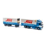 A limited issue Dutch Tekno Volvo FH12 forward control 10 wheel rigid refer box van and 12 wheel