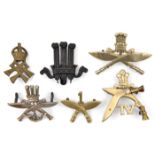 6 Gurkha WM headdress badges: 1st K George V; 1/crossed kukries, POW’s feathers/ crossed kukris (Cox