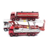 2 Dinky Toys. A Leyland Octopus Tanker, Esso. A Foden flatbed lorry with chains, with red cab and