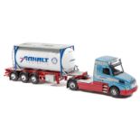 A limited issue Dutch Tekno Volvo 420 T cab style 6 wheel tractor unit and 6 wheeled skeletal