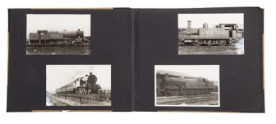 2 Postcard albums containing in excess of 140 black and white postcards of LMS locomotives.