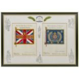 2 watercolour paintings of the Queen’s Colour and Regimental Colour of The Queen’s Royal Regiment (