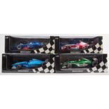 4 Minichamps 1:18 F1 racing cars. Prost Acer Show Car 2001 RN22 J. Alesi. BAR 01 Supertech 1999 RN