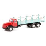 A scarce Danish Tekno Volvo normal control 10 wheeled chain lorry. Cab in red with black chassis and