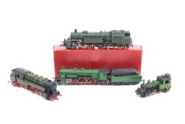 4 H0 gauge locomotives by Liliput and Rivarossi. A Liliput 4-6-2 tender locomotive in the green